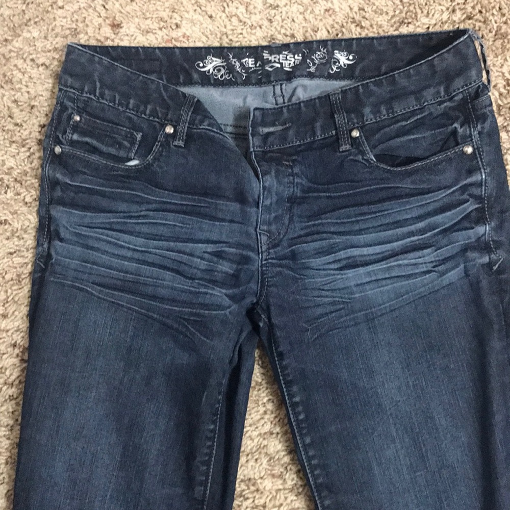 Express dark wash bootcut jeans